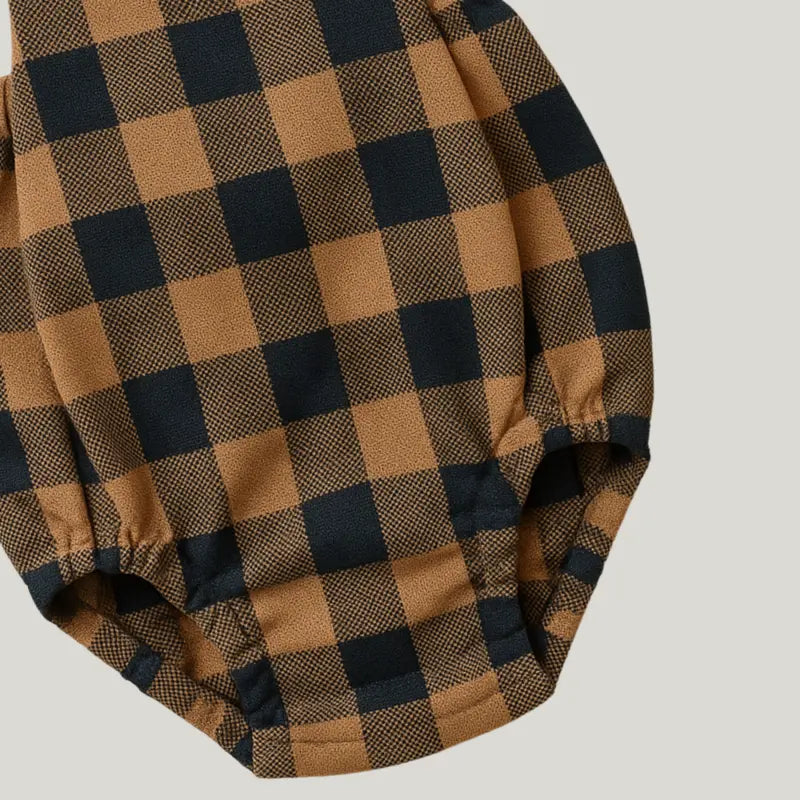 romper confortável xadrez para bebe menino ou menina