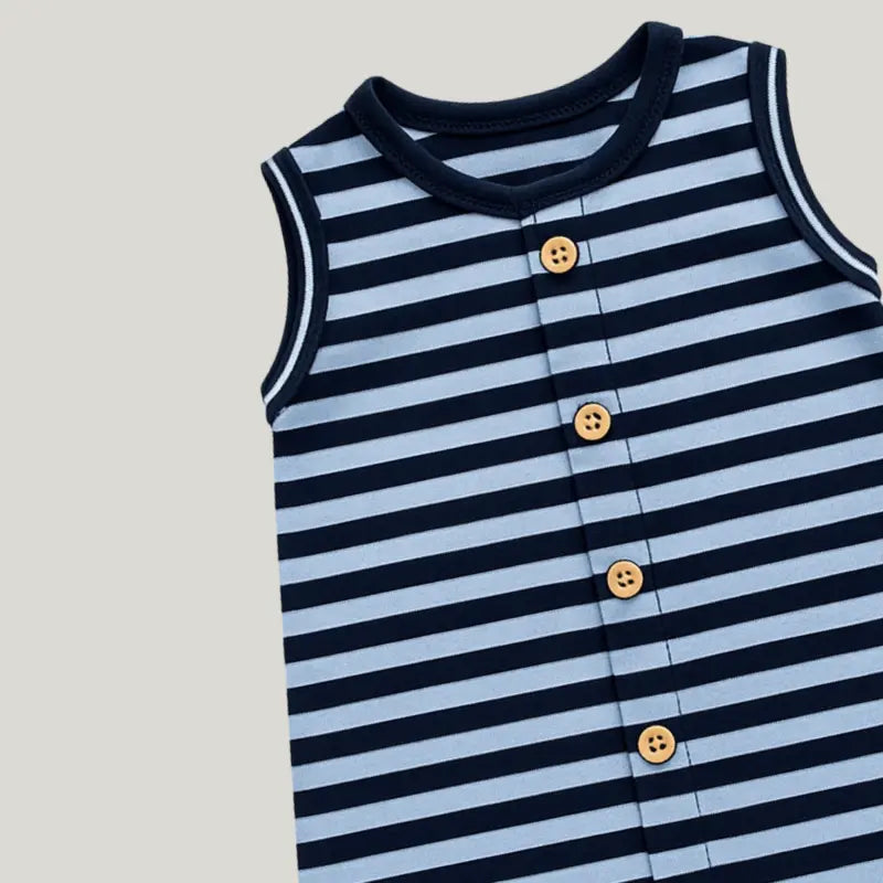 romper listrado azul marinho para bebê confortável