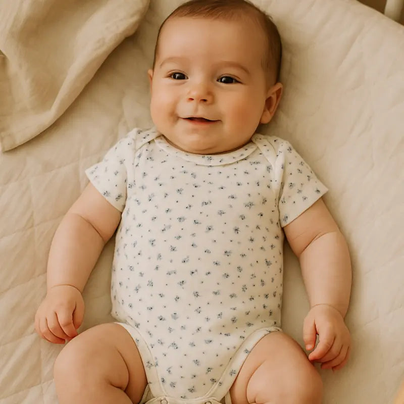 roupa bebê menina body azul floral verão