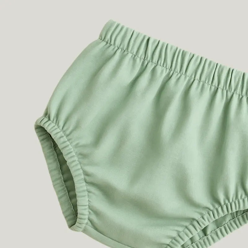 roupa confortável bebê com shortinho retrô verde menta
