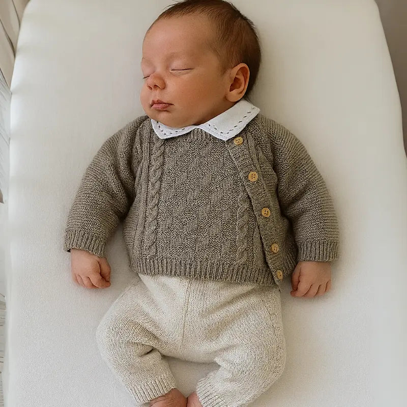 roupa de recém-nascido tricot neutra para menino ou menina