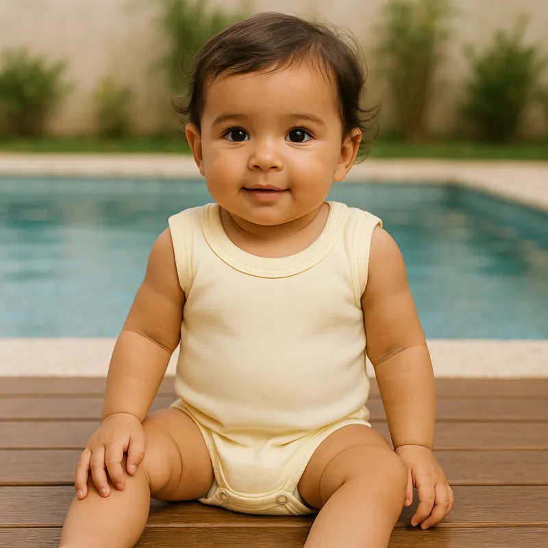 roupa de verão para bebê menino e menina cor yellow