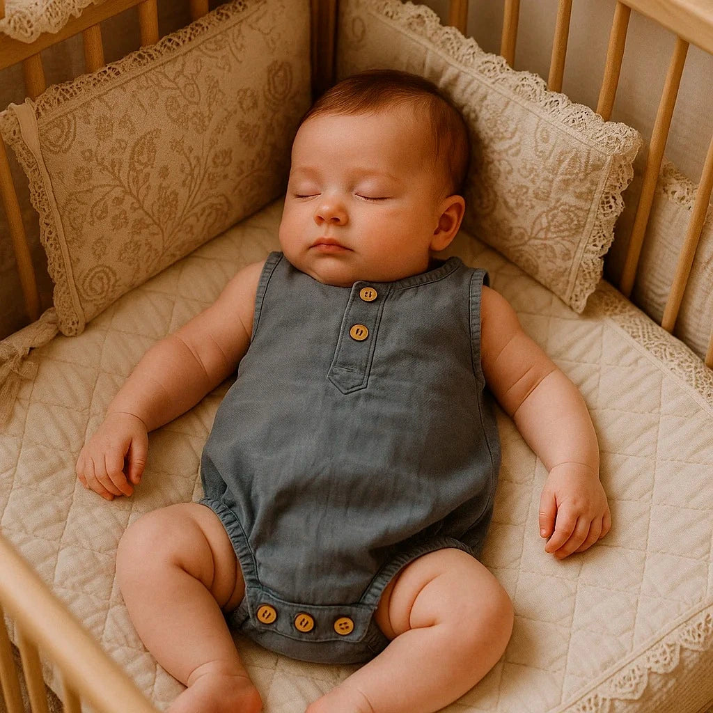 roupa leve azul para bebê menino sem manga