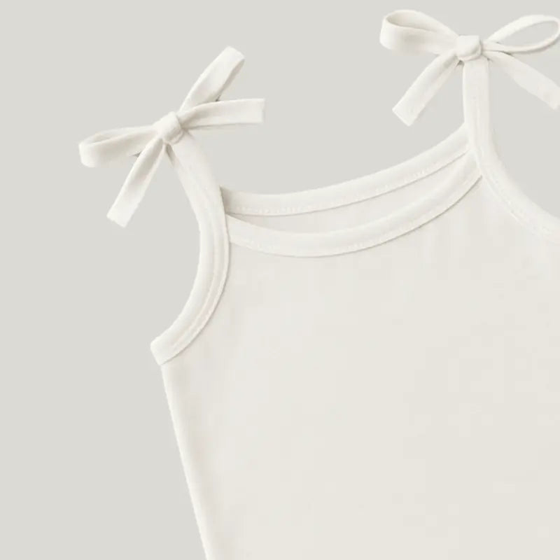 roupa leve bebê para calor estilo regata off white