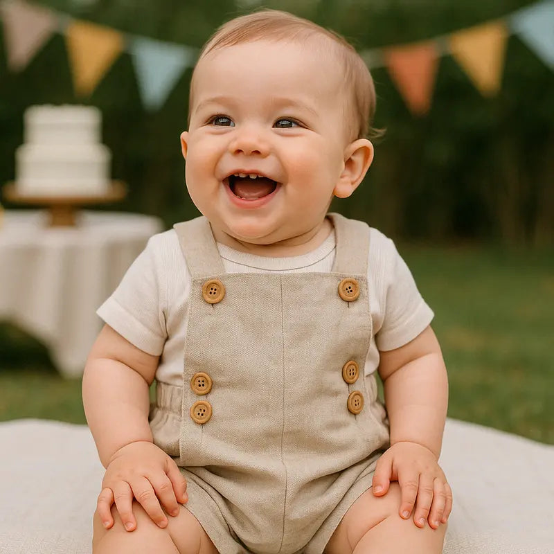 roupa neutra e confortável em linho para bebê