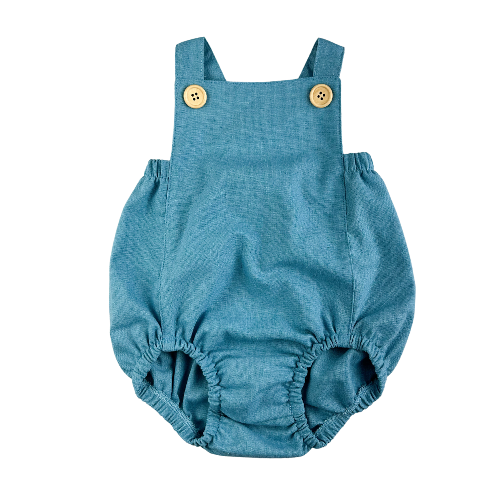 Romper Bebê Tradicional Linho Azul
