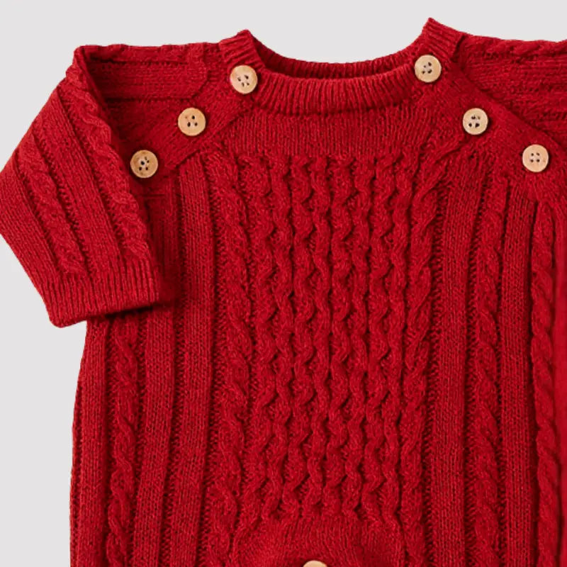 saída maternidade em tricot vermelho para recém-nascido