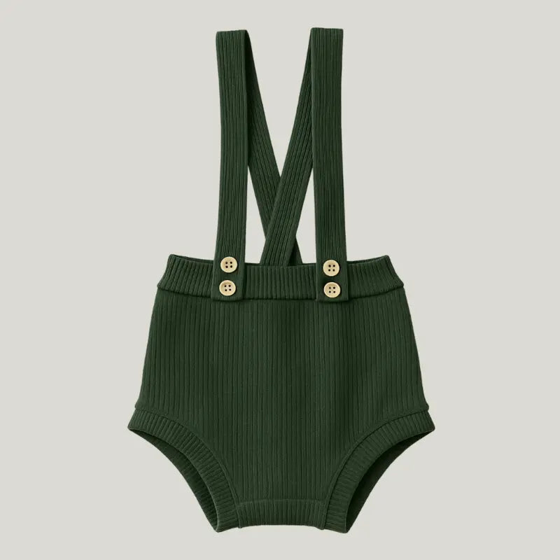 short suspensório verde musgo bebê menino elegante