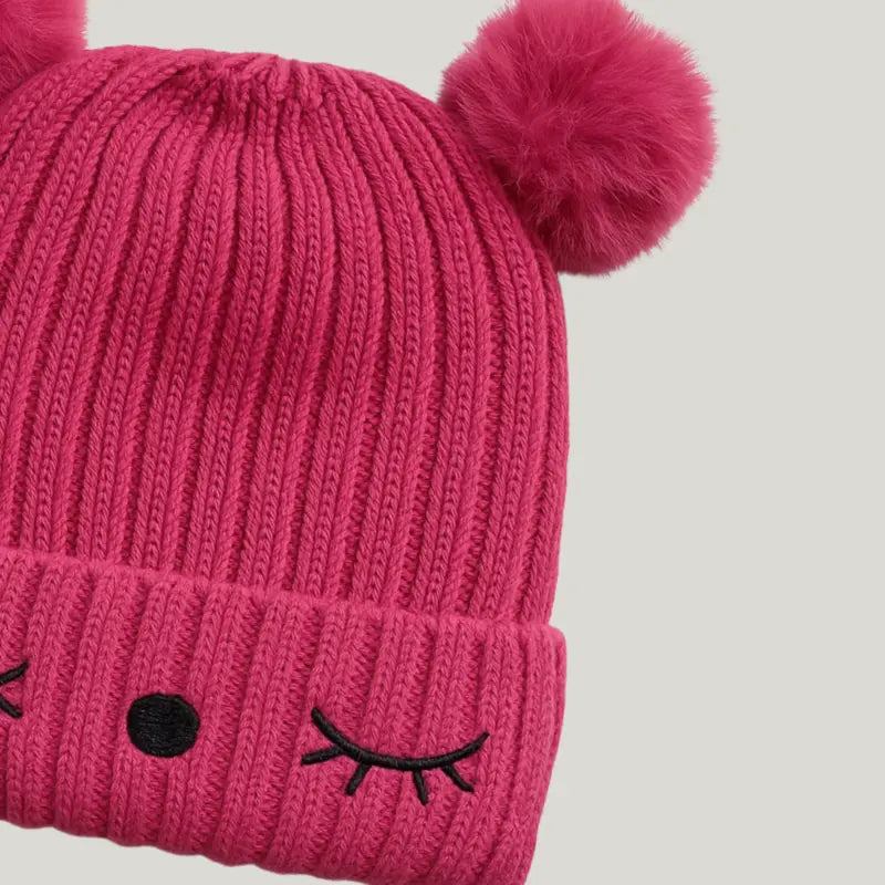 touca tricot rosa pink para bebê menina