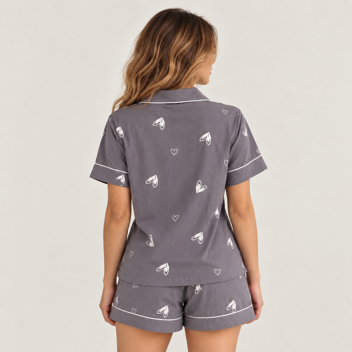 Pijama Feminino Curto Aberto Margot Amour Cinza