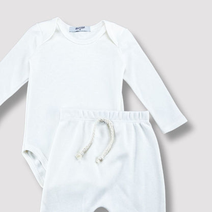 Conjunto Bebê Algodão Organic Longo Off White