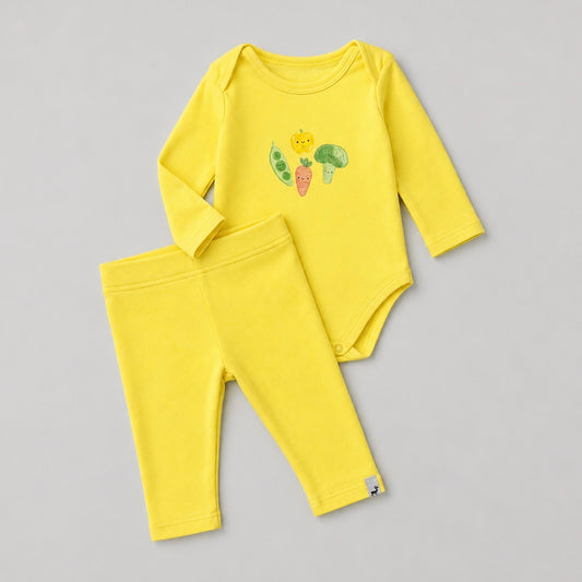 Conjunto Orgânic Algodão Legumes Yelow