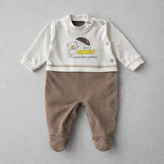 Macacão Recém Nascido Bear Love Caqui