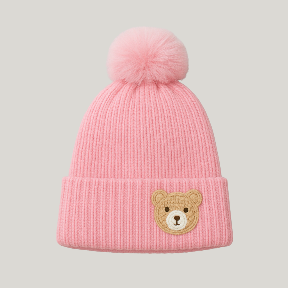 Touca Bebê Bear Bordado Rose