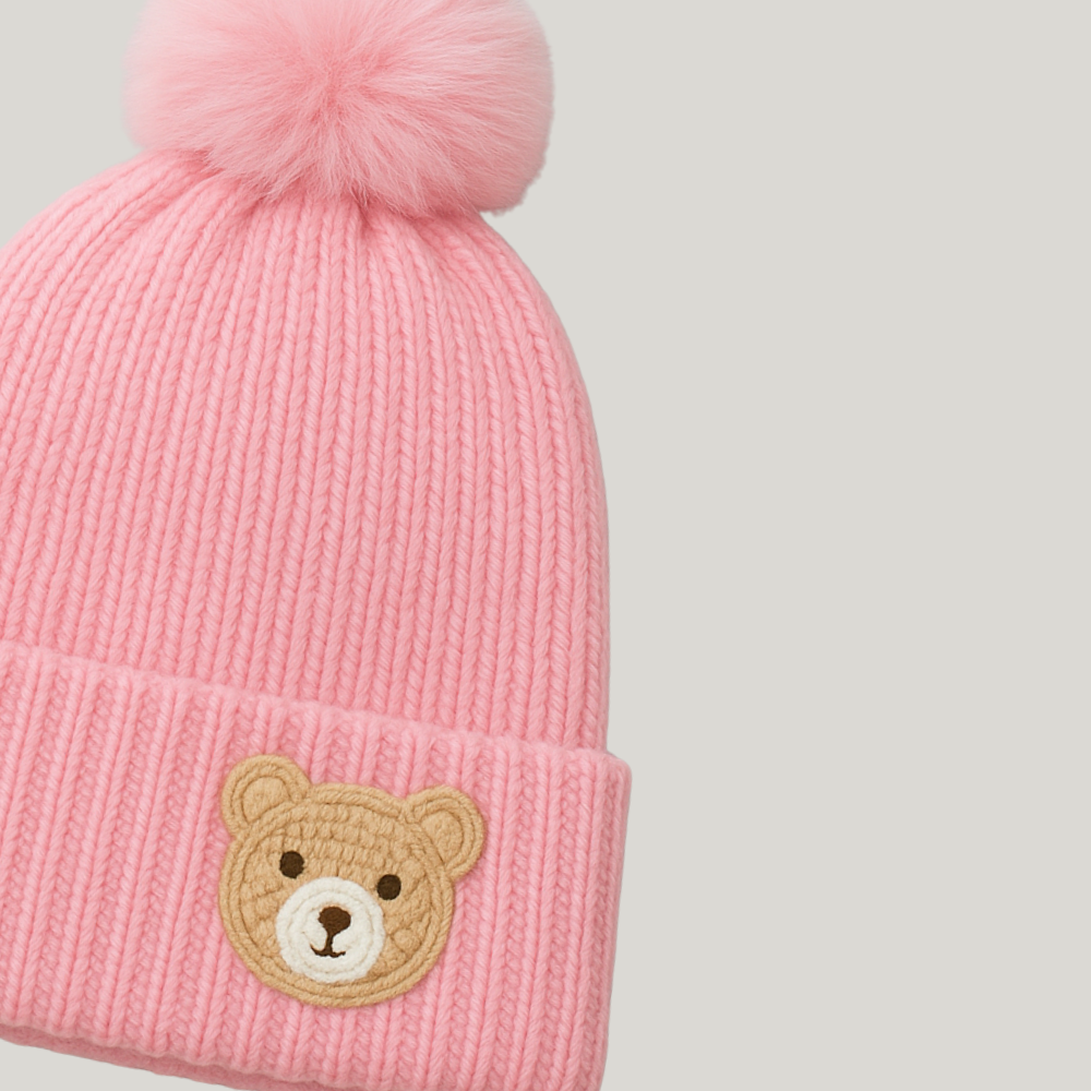 Touca Bebê Bear Bordado Rose