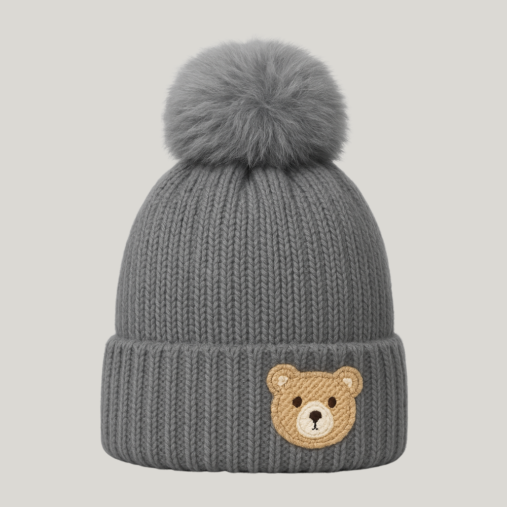 Touca Bebê Bear Bordado Cinza