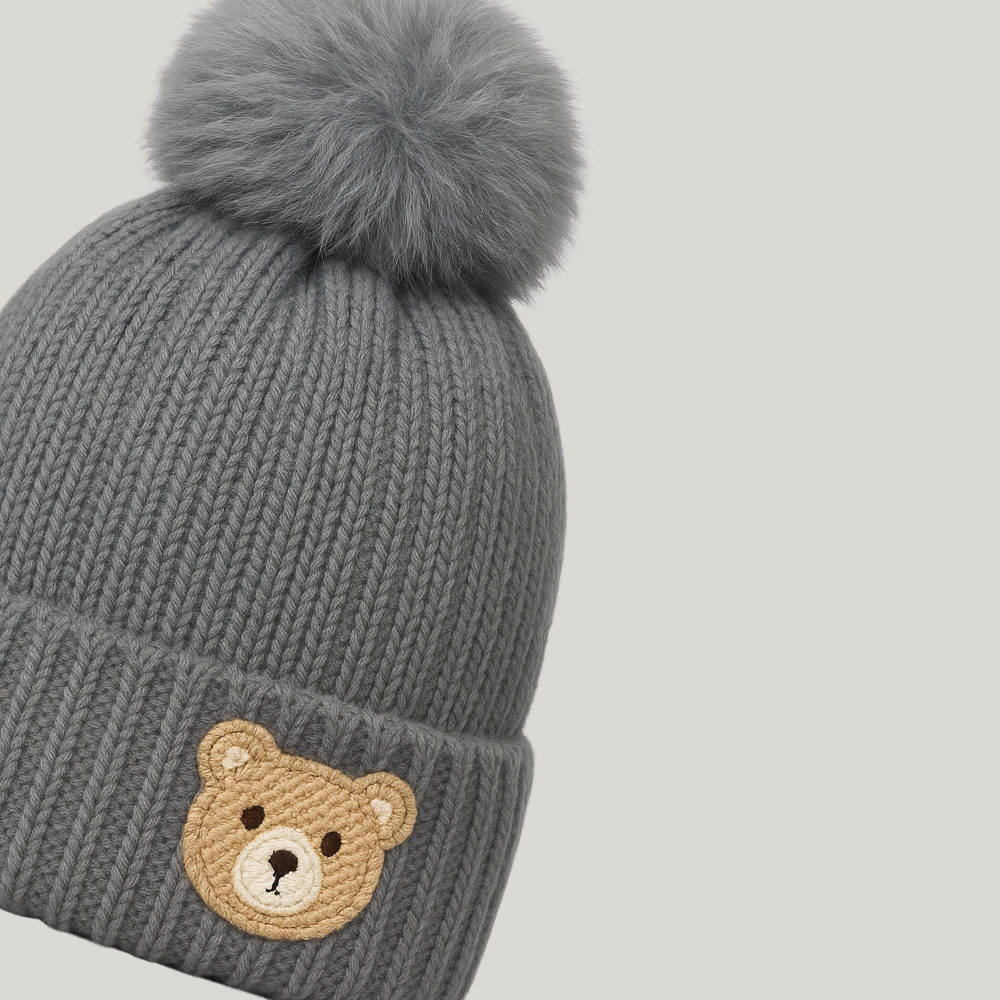 Touca Bebê Bear Bordado Cinza