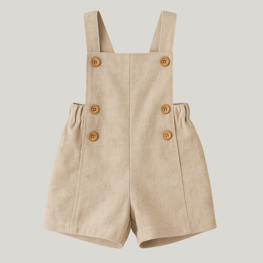 Jardineira Infantil Bebê Unissex Linho Cru