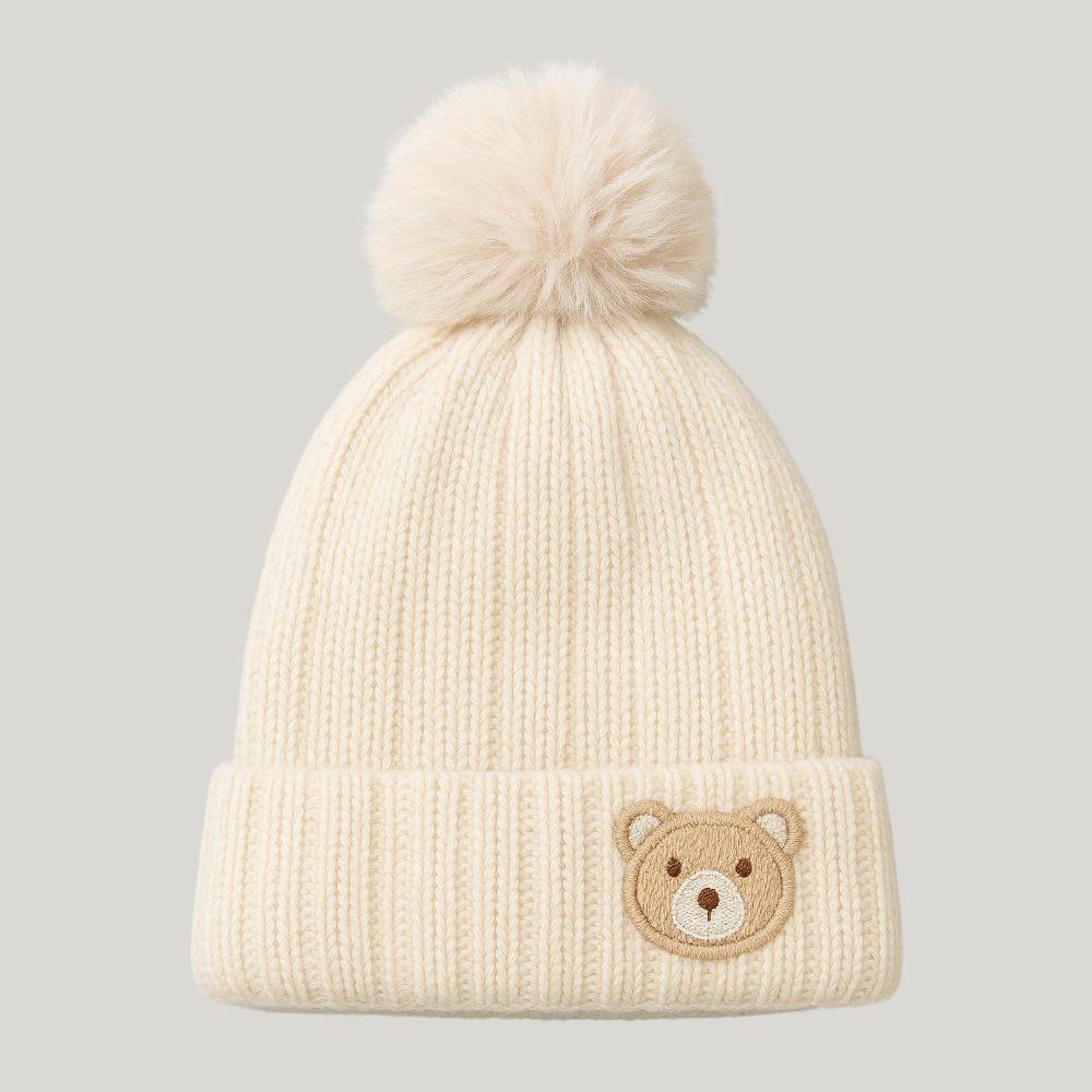 Touca Bebê Bear Bordado Cream