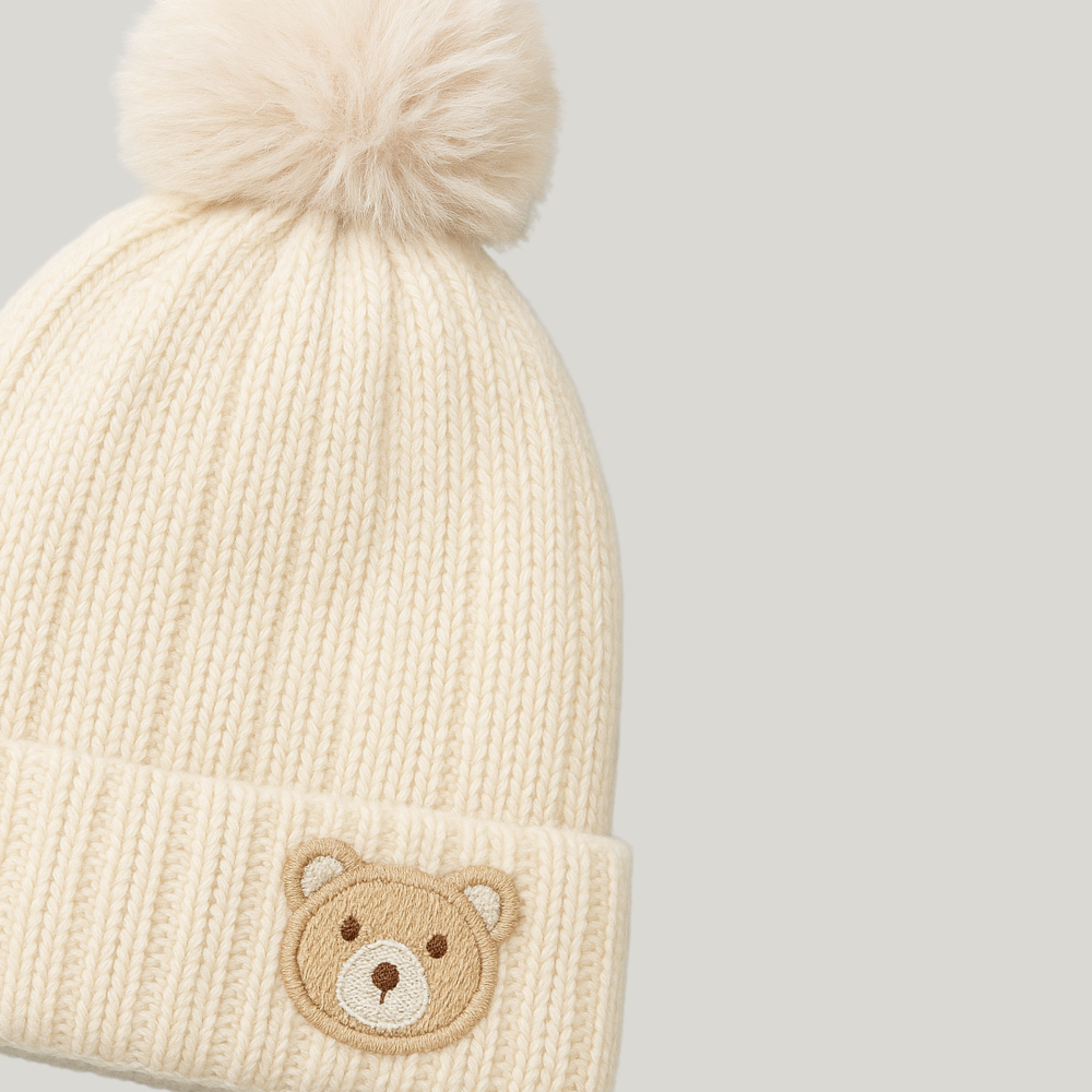 Touca Bebê Bear Bordado Cream
