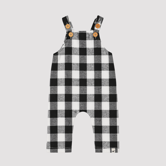 Jardineira Bebê Flanelada Chess Black