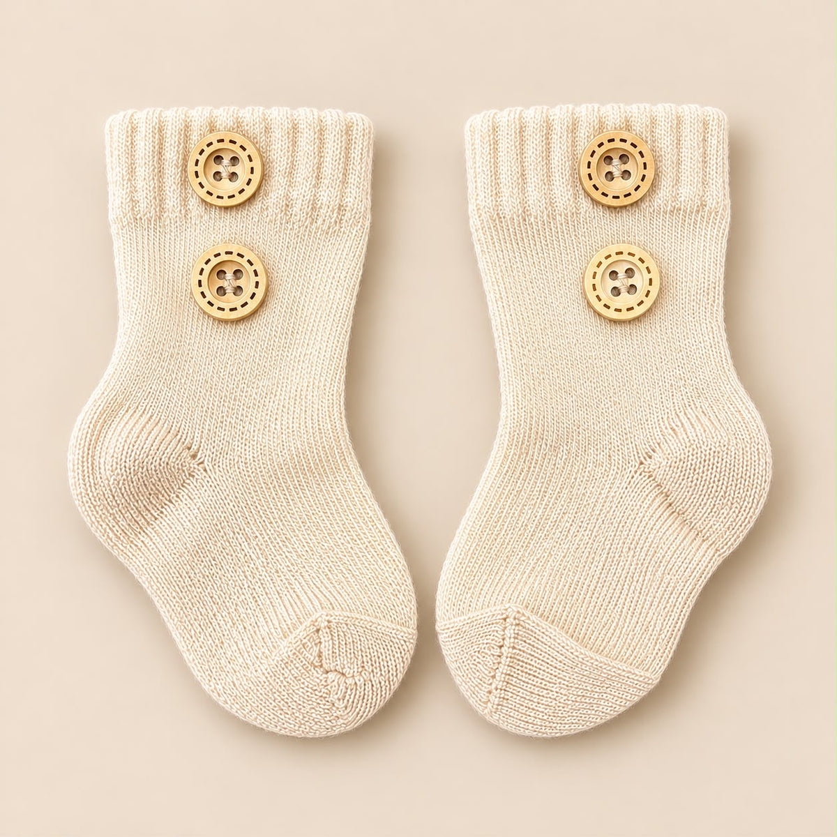 Meia Bebê Buttons Bege