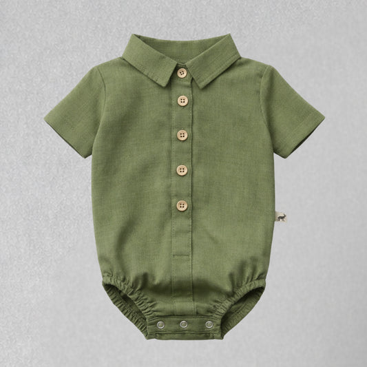 Body Bebê Social Algodão Confort Verde Musgo