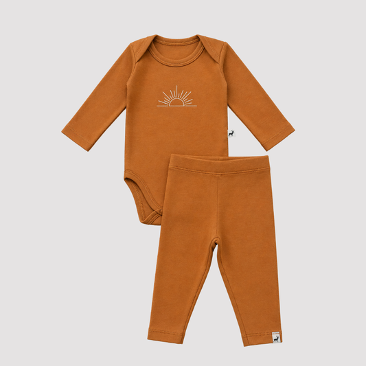 Conjunto Orgânic Algodão Raio de Sol Mostarda