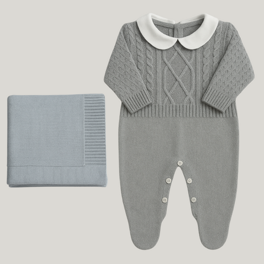Kit Saída Maternidade Menino Tricot 2 Peças Vintage Bloom