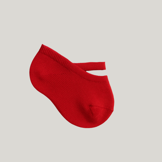 Meia bebê Sapatilha Com Tira Prende No Pé Vermelho