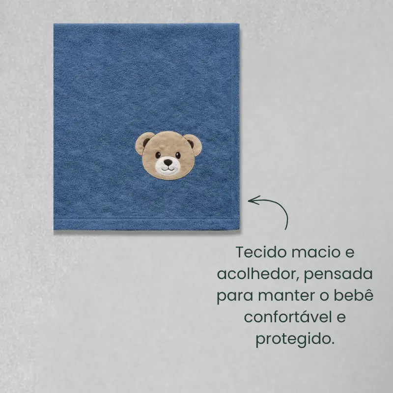 Kit 2 Peças Saída Maternidade Soft Flanelada Urso Azul