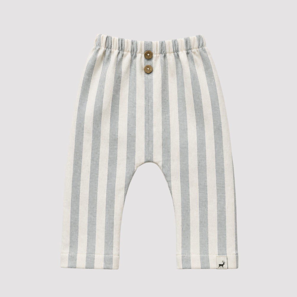 Calça Bebê Beach Linho Listrado Blue
