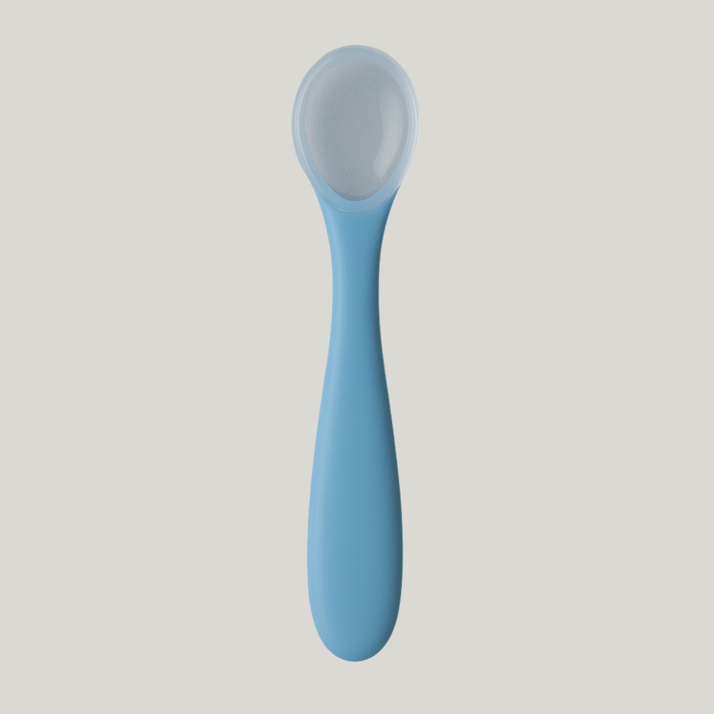 Porta Papinha Com Divisória E Colher De Silicone Azul