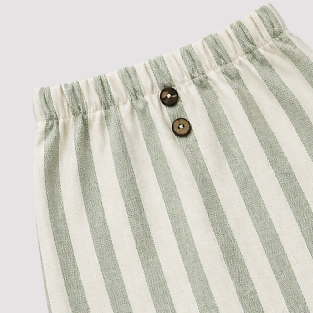 Calça Bebê Beach Linho Listrado Green