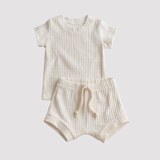 Conjunto Bebê Canelado Vintage Off White