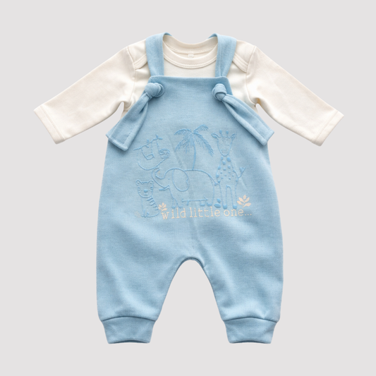 Conjunto Jardineira + Body Safari Azul