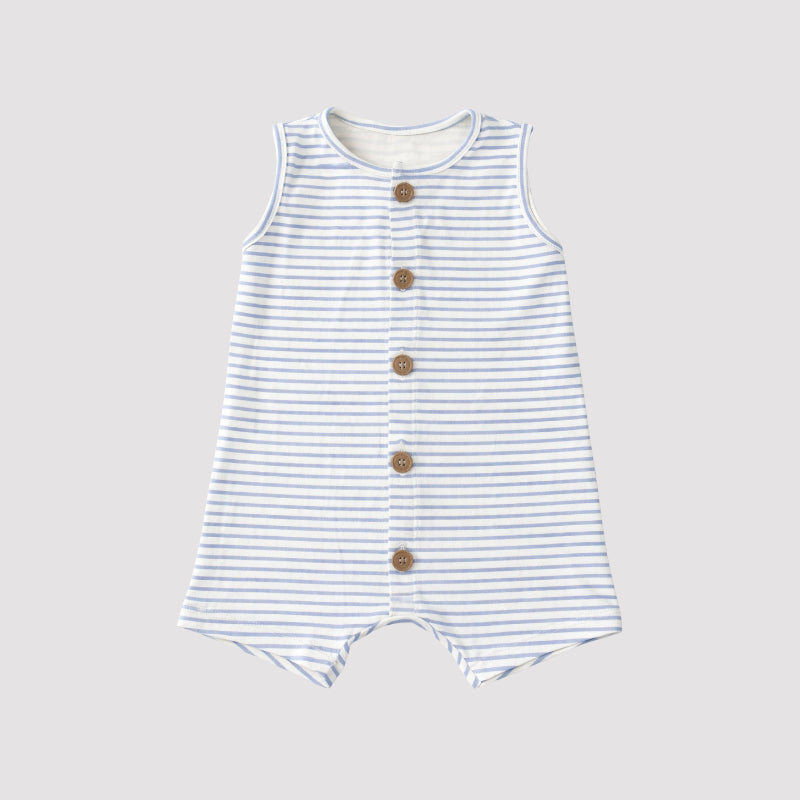 Macacão Bebê Regata Confort Listras Azul