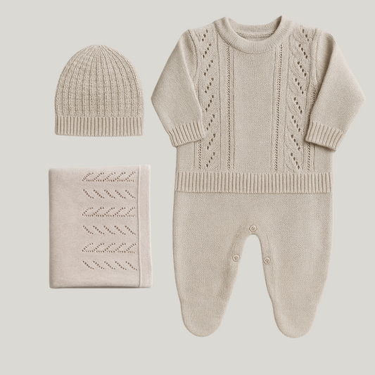 Kit Saída Maternidade Menina Tricot 3 Peças Veneza Rose