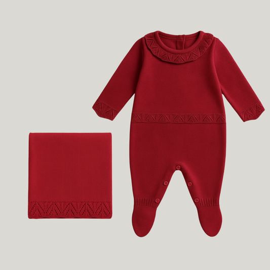 Kit Saída Maternidade Menina Tricot 2 Peças Thereza Red