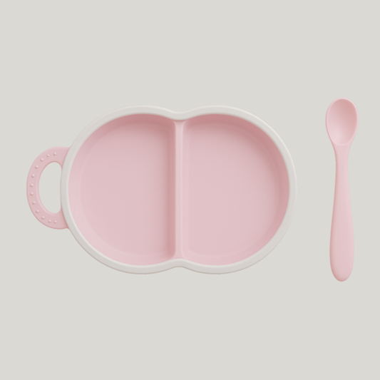 Porta Papinha Com Divisória E Colher De Silicone Rose