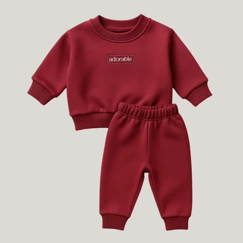 Conjunto Bebê Moletom Comfy Adorable Bordo