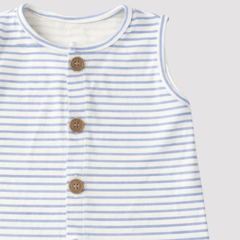 Macacão Bebê Regata Confort Listras Azul