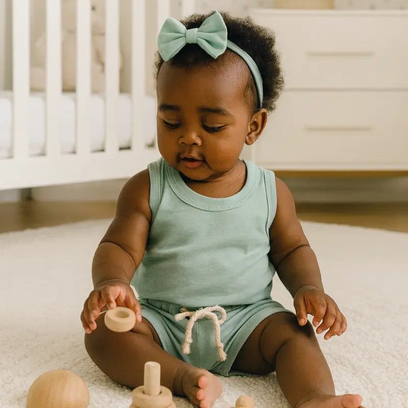Conjunto Bebê Ollie Verão Verde Agua