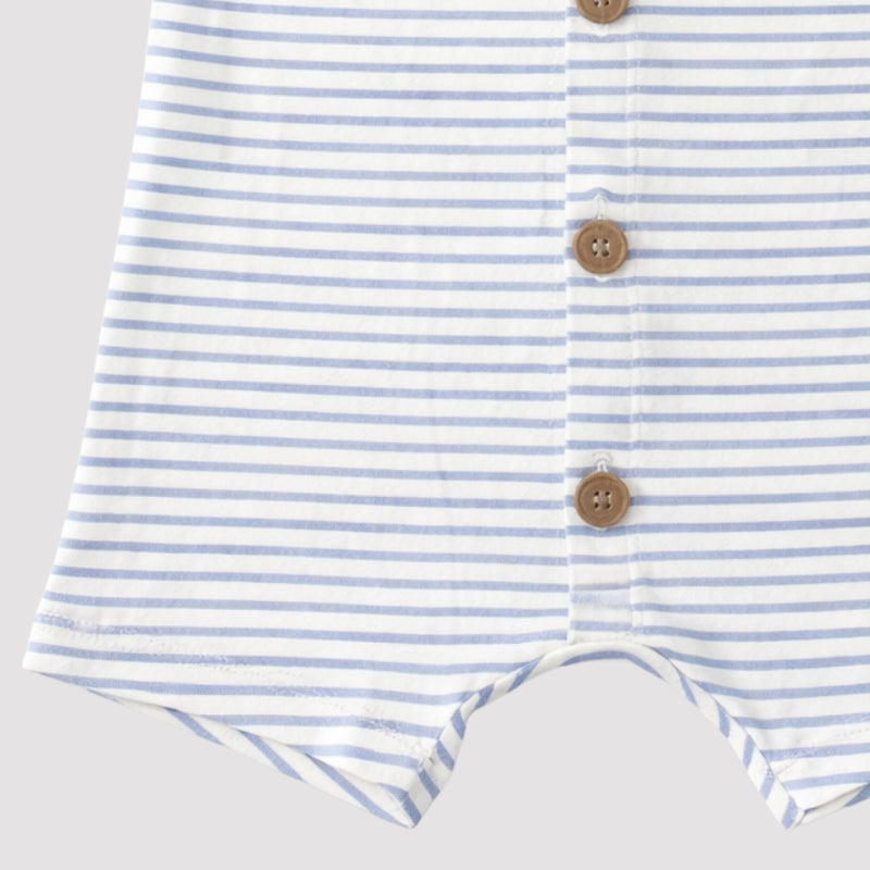 Macacão Bebê Regata Confort Listras Azul