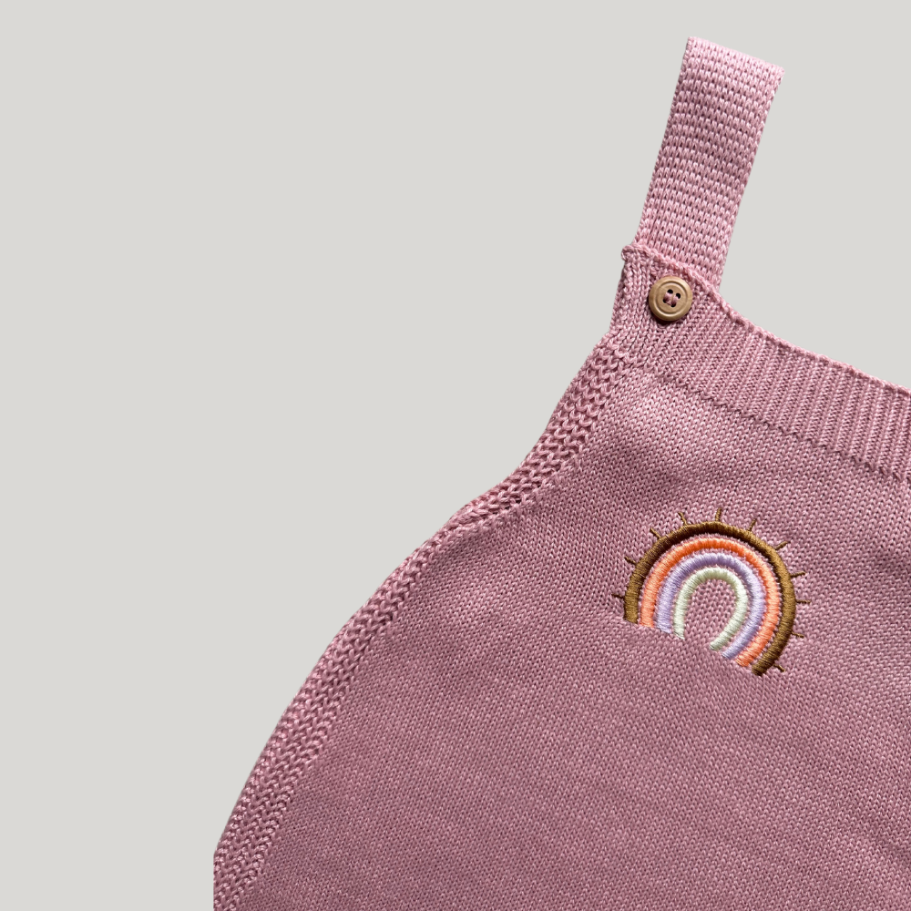 Jardineira Tricot Bebê Rainbow Rose