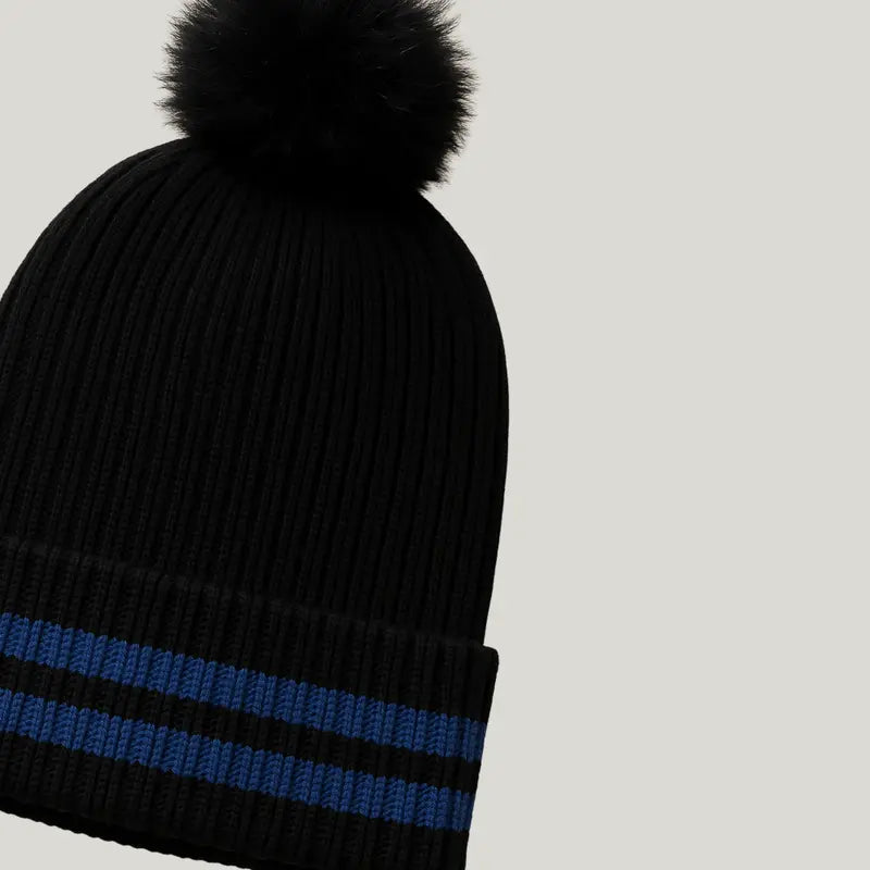Touca Bebê Tricot Vintage Listra Azul
