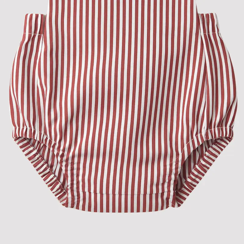 Jardineira Bebê Algodão Listras Red