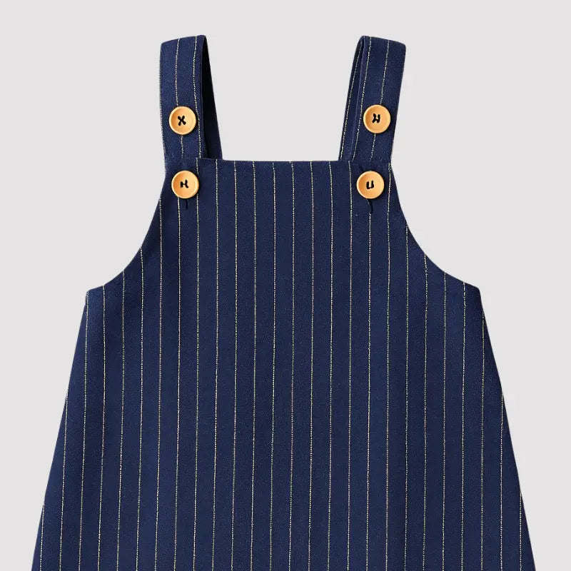 Jardineira Bebê Leif Listras Marinho