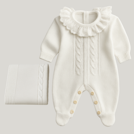 Kit Saída Maternidade Menina  Tricot 2 Peças Charlotte White