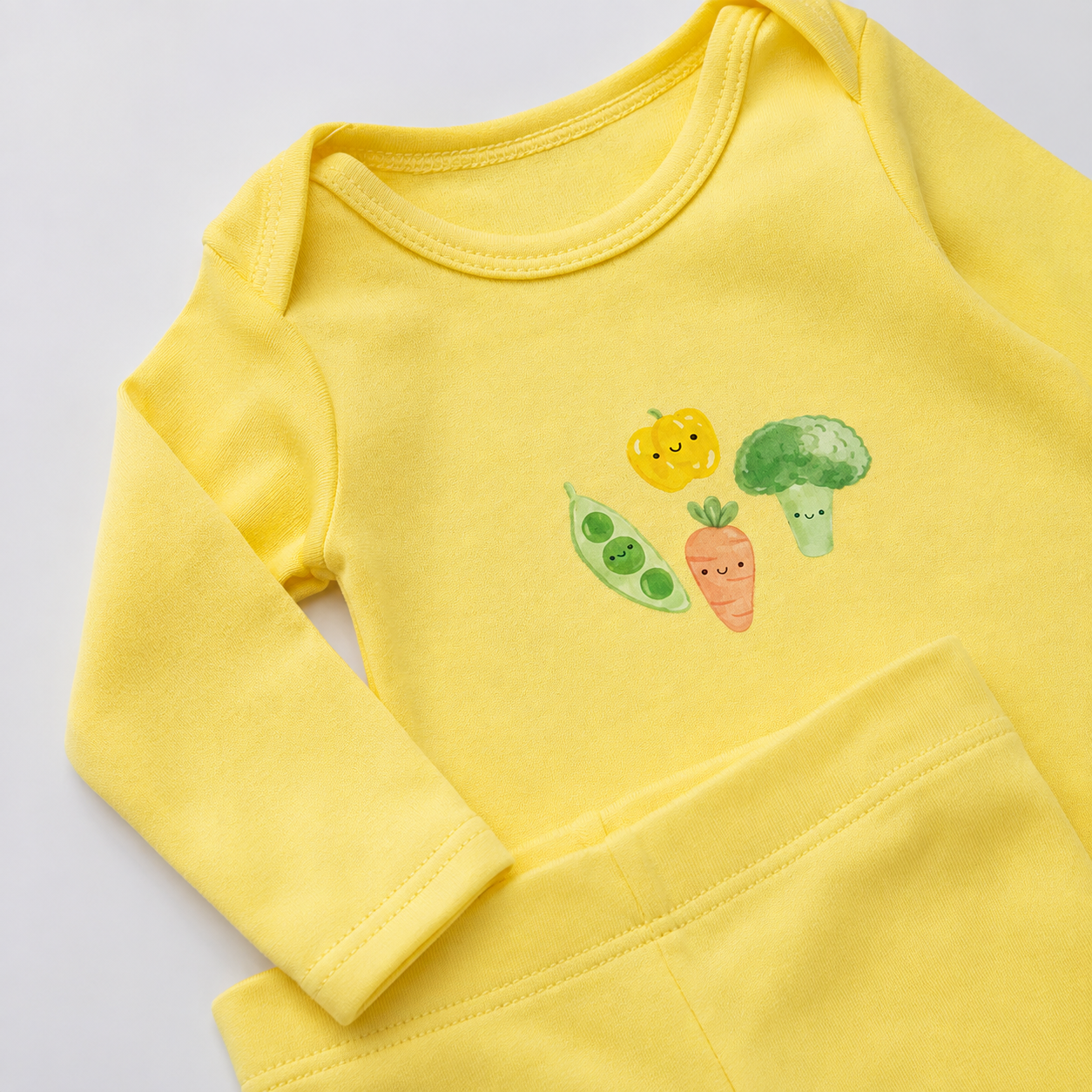 Conjunto Orgânic Algodão Legumes Yelow